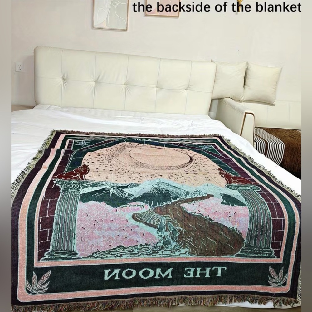 Whimsigoth The Moon Tarot Woven Throw ✧ Pastel Celestial Blanket 63” x 51” NWT - Picture 3 of 7